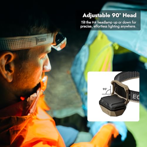 Image of WUBEN H4 LED Headlamp Rechargeable, 800 Lumens Super Bright Head lamp, IP68 Waterproof headlamp with Motion Sensor, Headlight Flashlight 10 Modes with Red Light, for Camping Fishing& Hiking Gear