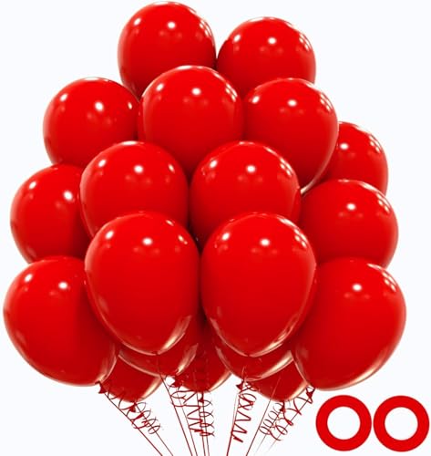 OHugs Red Balloons 50 Pcs 12Inch Strong and Thicken Red Party Balloons for Valentines Day Decorations Hen Party Birthday Mothering Sunday Wedding Ruby Wedding Anniversary & Romantic Party Decor