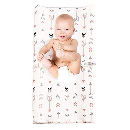 Image of Stretchy Changing Pad Covers BROLEX 2 Pack Jersey Knit Changing Table Covers for Girls Boys,Pink & White Arrow