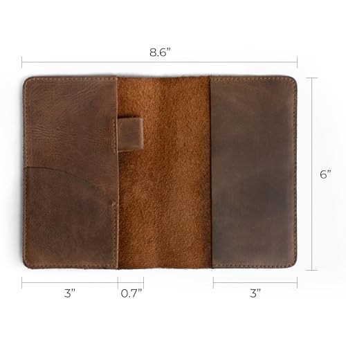 Leather Field Notes Cover, Leather Notebook Cover 3.5 x 5.5 in. with Card and Pen Holder, Handmade Protective Storage for Pocket Moleskine Journal Cover, Book & Notebooks, Notepad Wallet for Travelers (Bourbon Brown) by Leather Worx - Used condition - Image 5