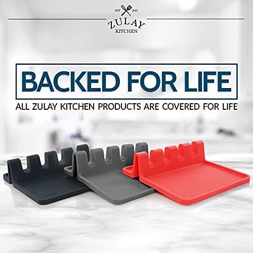 Silicone Utensil Rest with Drip Pad for Multiple Utensils, Heat-Resistant, BPA-Free Spoon Rest & Spoon Holder for Stove Top, Kitchen Utensil Holder for Spoons, Ladles, Tongs & More - by Zulay(Gray)