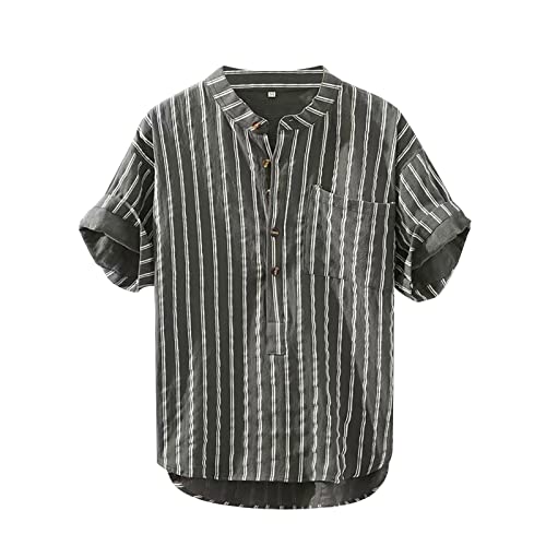 Camisa Manga Corta Hombre Camisas Lino Hombre Conjunto Ibicenco Blanca Traje Larga Verano Ropa Militar De Camiseta Chaqueta Americana Casual Ballenas Cuello Camisetas Mao Ibicenca Primavera Guayabera