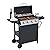 4 Burners BBQ Propane Gas Grill, 34,200 BTU Output Stainless Steel Grill with Two Side Table and Thermometer, 2 Casters&Cover Lid, for Barbecue Outdoor Patio Garden Picnic Backyard BBQ Camping, Black