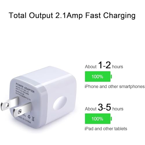 image for USB Wall Charger Adapter, FiveBox 5Pack 2.1Amp Fast Dual Port Wall USB