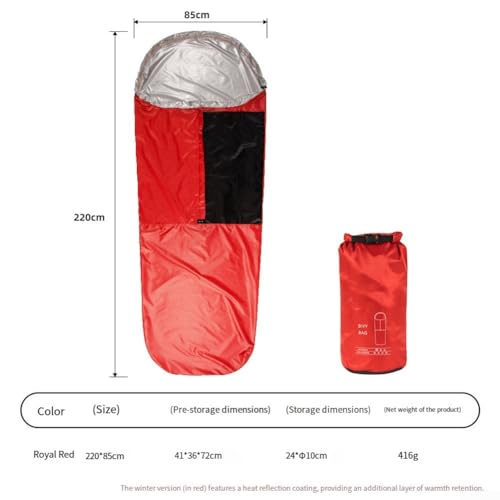 Saco de dormir Bivy ultraligero impermeable con revestimiento térmico reflectante, 70D poliéster Ripstop para camping, senderismo y supervivencia (Verde) miniatura 7