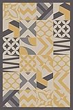 Anti-Bacterial Rubber Back RUGS RUNNERS Non-Skid/Slip 2x5 Runner Rug | Ivory Paisley Floral Garden Indoor/Outdoor Thin Low Profile Modern Home Floor Bathroom Kitchen Hallways Colorful Decorative Rug