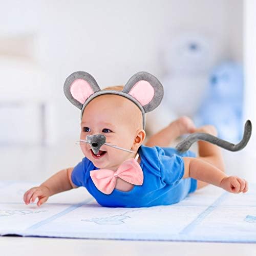 Norme Mouse Costume Accessory Set Rat Ear Headband Nose Tail and Bow Tie for Adults Halloween Animal Cosplay Party - Image 5