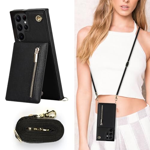Étui compatible Samsung S23 avec fermeture éclair et sangle rose - 2