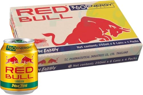 Image of Red Bull Energy Drink, Flavored, Diriku Tenaga, 360 Energy, Each 250ml X 6 Cans, (Product Of Malaysia) with Free Flavourito Kunafa Pistachio Chocolate Bar, 20g By Decadent Foods