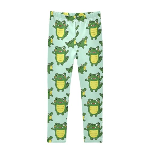 Crocodile Cartoon Pattern Girls Leggings Soft Stretch Workout Yoga Dance Pants for Kids Casual Tights