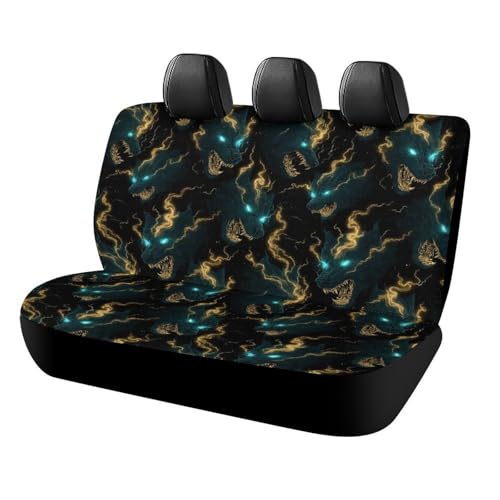 Housses de siège arrière pour camions en tissu léger motif loup vert doré universel