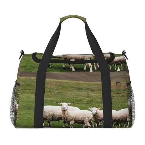 Lambs and Sheep print Large Canvas Travel Duffel Bag Weekender Bags for Women Overnight Bag Carry On Tote Bag