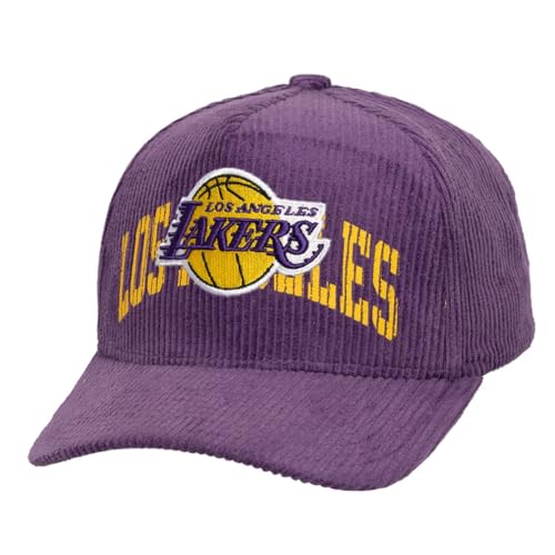 Casquette Los Angeles Lakers Mitchell & Ness violette en velours côtelé snapback rétro