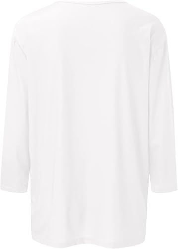 Miniatura 3 de Camisetas de verano para mujer, manga 34, lisas, lisas, de viaje, con cuello en V, ajustadas, media manga, blusa de primavera