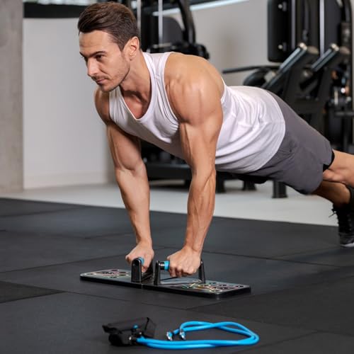 Gymtek Opvouwbaar Opdrukplank met Expanders - Fitnessbord Rug - Armen - Triceps - Push-up Bord - Multifunctioneel - Spiertraining - Handvat - Afbeelding 4