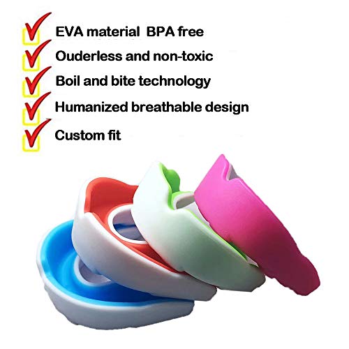 Sports Mouth Guard For Kids Youth/Adults-Mouthguard For Lacrosse, Basketball, Karate, Flag Football, Martial Arts, Rugby, Boxing, Mma, Hockey -Free Carrying Case For Mouthguard(Blue White Kids) #TOP2