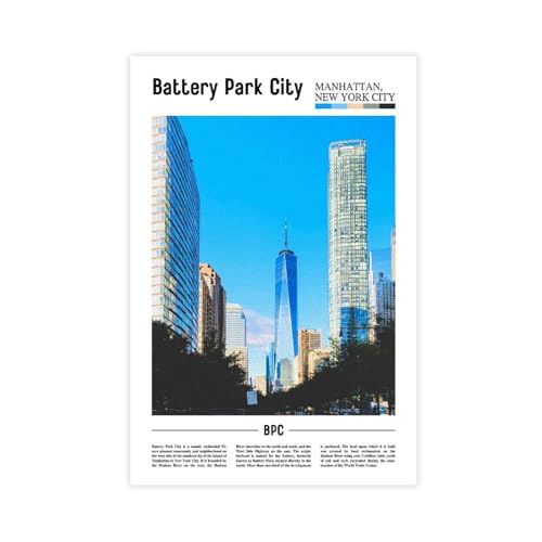 AMLTJ Battery Park NYC Wall Art Poster 16x24in