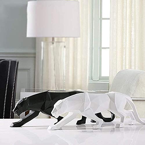 Geometric Modern Panther Sculpture Ornaments Resin Leopard Statue Wildlife Decor For Bookcase Showcase Shop Window Decor For Home Gifts(Black ) #TOP7