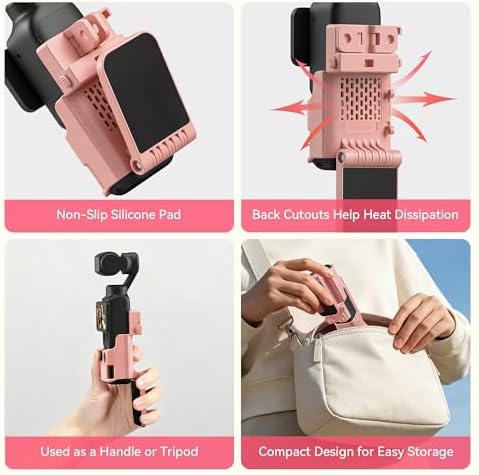 AMAZEAR Magnetic Mount Stand Compatible with DJI Osmo Pocket 4P/4/3/Xtra Muse, Pocket4 Accessories Adapter Clamp Magnet Suction Case Holder on Desktop/Vertical Surface, 180° Adjust Handle, Lightpink — view 7