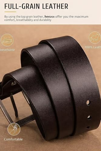 Image of Men's Genuine Leather Belt | Full Grain | Adjustable Fit | Durable Buckle | Formal & Casual Wear | Fit on up to 38 Inches Waist size