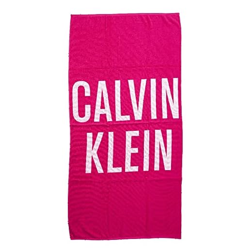 Beach Towel CK CALVIN KLEIN spa Pool Cotton Sponge 170 x 90 cm (Approx.) with Logo Article KU0KU00089 Towel, T01 Royal Pink, UNICA - ONE Size