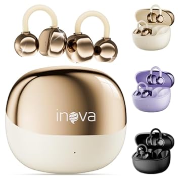 INAVA Fone de Ouvido de Nova Geração,Bluetooth 6.0,50h de Autonomia,À Prova d'Água IPX6,Microfone ENC,Conforto Leve para Esportes,Orelhas Pequenas e Óculos (Branco)