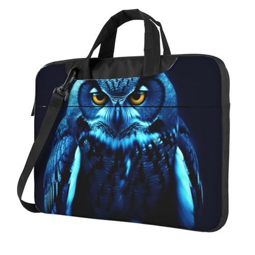 Sac à bandoulière pour ordinateur portable bleu au motif hibou original