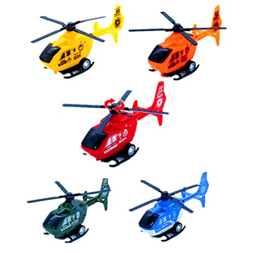 Toyvian Simulation Helicopters Mini Plastic Die cast Pullback Helicopter Toy Decoration Pull Back Airplane Models Planes Toys Plastic Inertia Toy for Children Kids Playing 6pcs (Random Color)