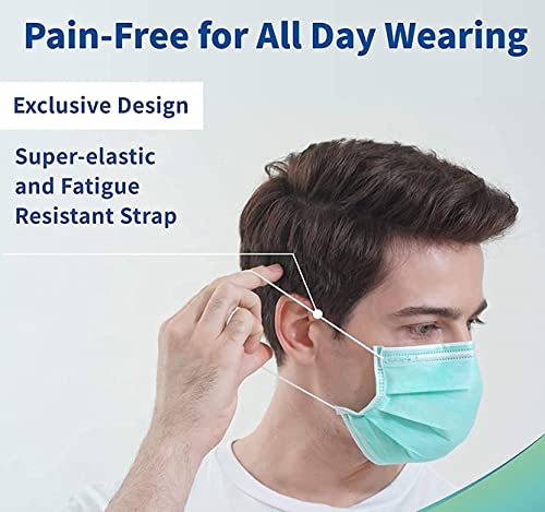 Image of MEELANA Non Woven Fabric 3 Ply Disposable Surgical Mask for Men Women with adjustable nose pin Reusable (Pack of 100) Breathable Masks