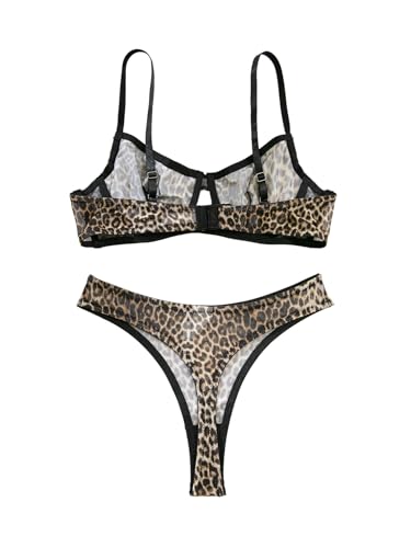 Image of Lilosy Sexy Mesh Sheer Underwire Push Up Lingerie Set Lingerie Set