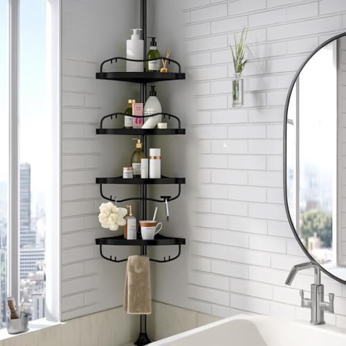Corner Shower Caddy Tension Pole - Heavy Duty Floor to
