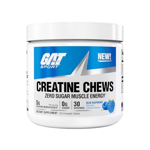 Image of GAT SPORT Creatine Chews, Blue Raspberry, 120 Count (30 Servings)