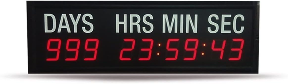 Large Digital LED Clock Large Size LED Clock Timer 1.8 Inches High Character Day Hour Minute and Second LED Gym Boxing Swimming Training Clock Countdown Timer with White Sticker (HIT9-1.8R) Wall Cl