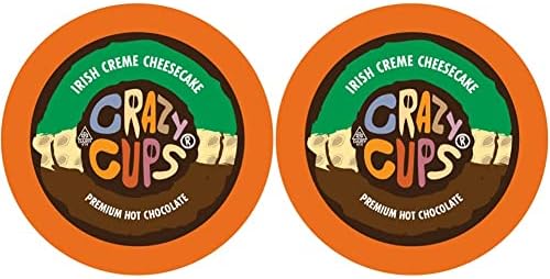 Crazy Cups Hot Chocolate Pods, Irish Cream Cheesecake, Hot Chocolate for Keurig Brewing Machines, Single Serve Irish Cream Hot Chocolate in Recyclable Pods, 22 Count (Pack of 2)