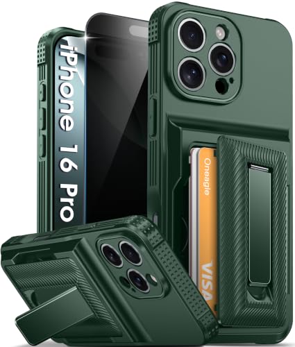 Oneagle Wallet for iPhone 16 Pro Case with Card Holder & Metal Kickstand