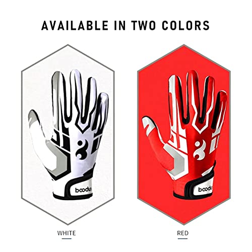 Glitter Star Football Gloves Youth Kids Receiver Gloves Breathable And Non-Slip Silicone Grip Glove With Adjustable Wristband 1 Pair Football Receiver Gloves Silicone Palm For Games And Training, Red #TOP1