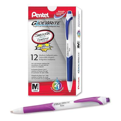Bolígrafo Pentel GlideWrite magenta de 1,0 mm para apuntes vivos y diarios creativos