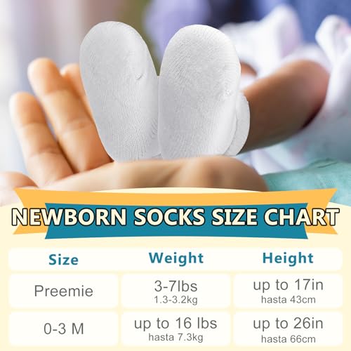 10 Pairs Preemie Baby Terry Cotton Turn Cuff Socks for Newborn Girls Boys - Nicu2