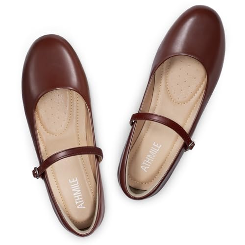 Image of Women's Mary Jane Shoes, Ballet Flats for Women, Square Toe Shoes for Women | Comfortable Dressy Adjustable Buckle Strap for Work Office business Casual, Memory Foam PU Sole Slip Resistant Wedding Party