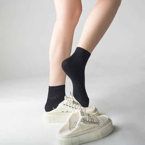 Image of Mcool Mary Womens Crew Socks Ankle Breathy Thin Soft Cotton Casual Crozy Solid Bootie Ankle Socks for Women 6 Pack