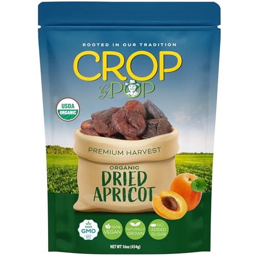 CROP BY POP - Organic Sun Dried Apricots (16oz, 1 LB) No Sugar Added