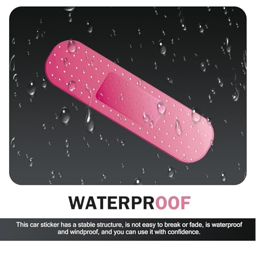 Image of Funny Car Bandaid Sticker, 24.02 inch x 6.29 inch Giant Waterproof Vinyl Bandaid Decals for Scratches /Dents, Universal Scratch Cover Bumper Stickers (Large Size, Pink)