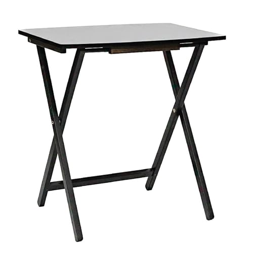 PJ Wood 5 Pack XL Oversize Tray Table for Living Room or Kitchen, Indoor TV Tray Set for Small Spaces and Family Gatherings, Black