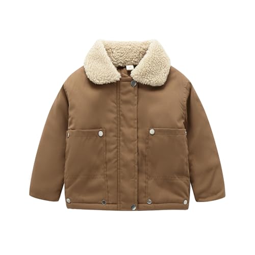 Mud Kingdom Boy Winter Jacket Thick Warm Fleece Long Sleeve Lapel Solid Coat Casual Outerwear