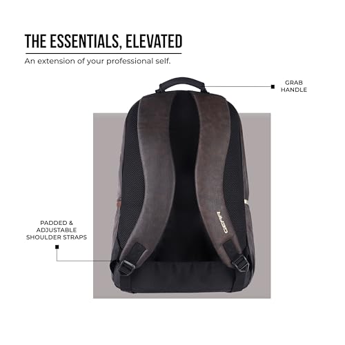 Image of Gear Classic 19 inch /23L Medium Faux Leather (without Anti Theft) Water Resistant Laptop Backpack /Casual Backpack /Daypack /Travel Backpack /College Bag For Men /Women (Brown-Black)