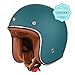 Produktbild ORIGINAL Fräulein Irmi Retro Vespa-Helm, Jet-Helm mit Sonnen-Visier, Roller-Helm für Frauen und Herren im edlen Vintage-Look, Qualität nach ECE-Norm, aquamarin matt, petrol matt (M)