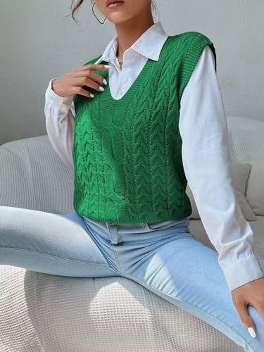 Image of Womens Sweater Vest Sleeveless Cotton Casual V Neck Pullover