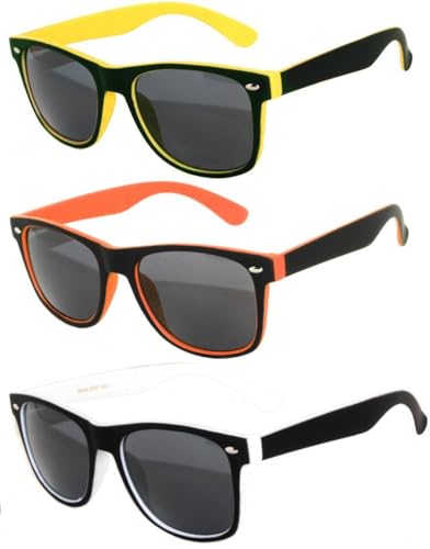 OWL Vintage Two Tone Sunglasses Smoke and Mirror Lens - Assorted Square Retro Stylish Womens and Mens UV 400 Protection