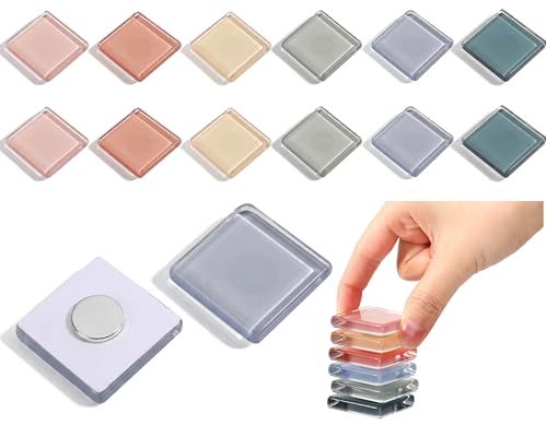 Tellegloww 12 Pcs Extra Large Fridge Magnets for Refrigerator 1.38 Colorful Cute Glass Refrigerator Magnets Decorative for Whiteboard, Office, Kitchen, Locker, Home Use (Boho)