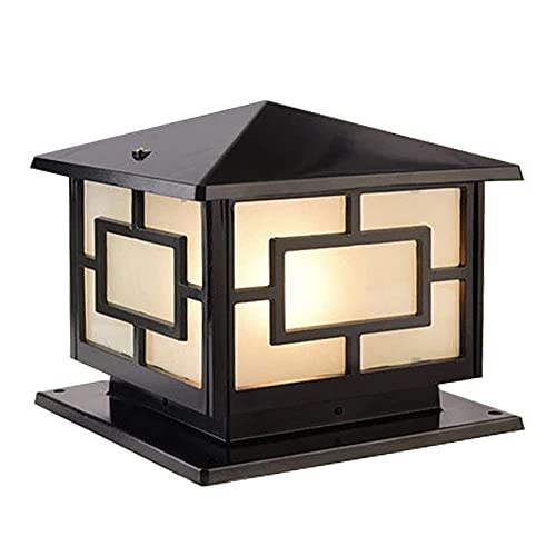 Chao Zan E27 Lampada a colonna per cancello vintage, lampione per esterno da giardino impermeabile IP65, lampada a colonna per cancello, faro a colonna in alluminio, lampada da percorso (nero)